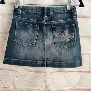 Guess Girls Blue Skirt Casual Size 8 Pockets Heart Stretch Rinestones